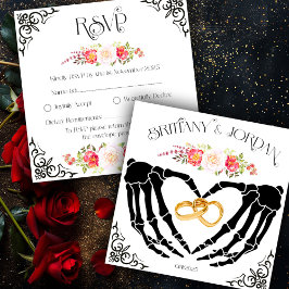 Ljus gotisk skelett-hands RSVP-kort Inbjudningar