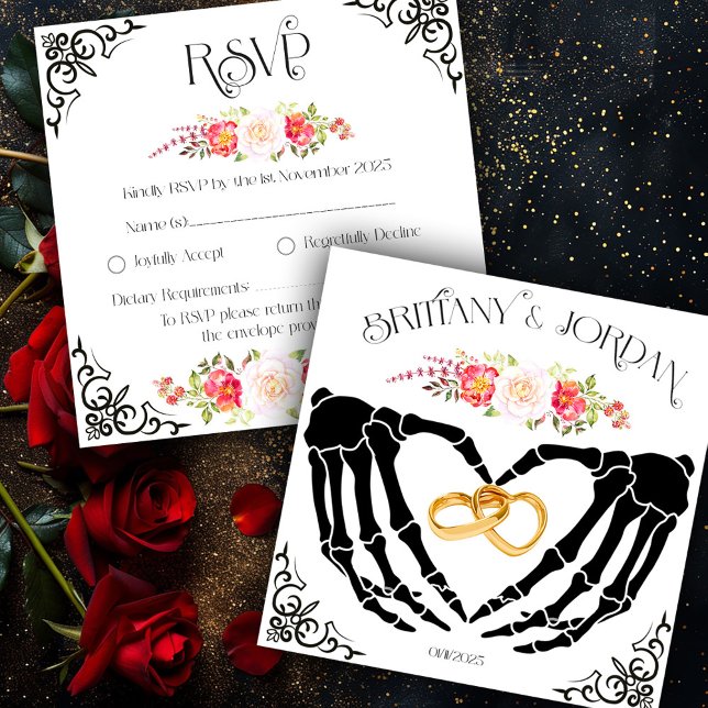 Ljus gotisk skelett-hands RSVP-kort Inbjudningar (Skapare uppladdad)