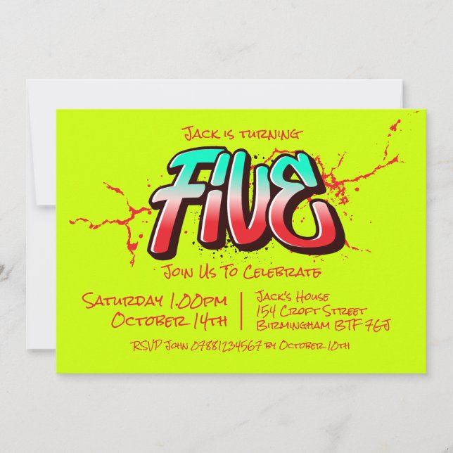 Ljus Graffiti Fem Inbjudan (Framsida)