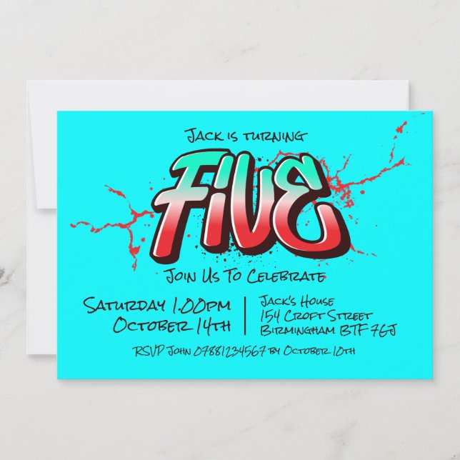 Ljus Graffiti Fem Inbjudan (Framsida)