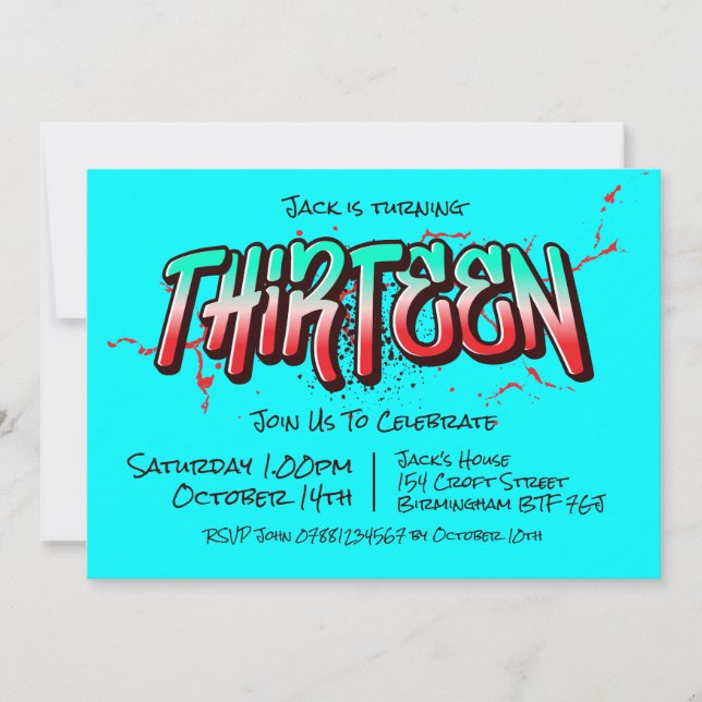 Ljus Graffiti Tretton Inbjudan (Framsida)