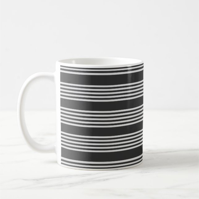 Ljus grått och kol fem rand mönster kaffemugg (Vänster)