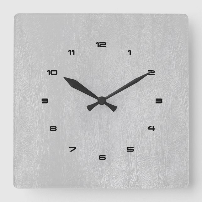 Ljus-grått-Vintage-Faux-läder-Struktur Fyrkantig Klocka (Framsida)