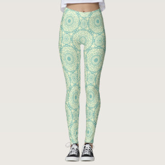 Ljus Grön Abstrakt Mandala Leggings