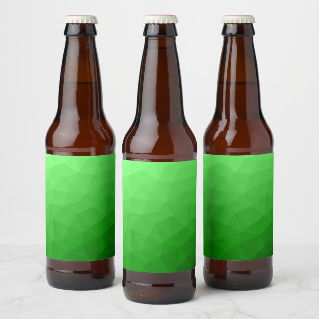 Ljus grön gradient geometrisk nätverks ljus mönste ölflaska etikett (Flaskor)
