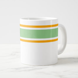 Ljus grön-gul övre racingrand på vit botten jumbo mugg