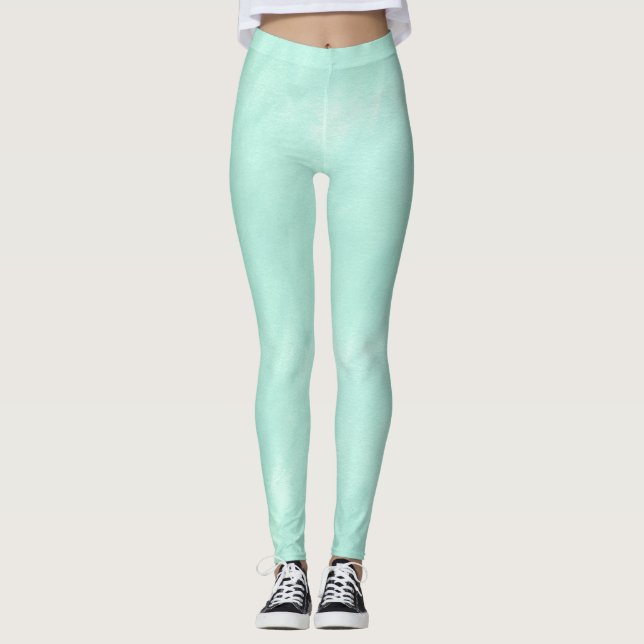 Ljus grön vattenfärg för Mint - grönt Leggings (Framsida)