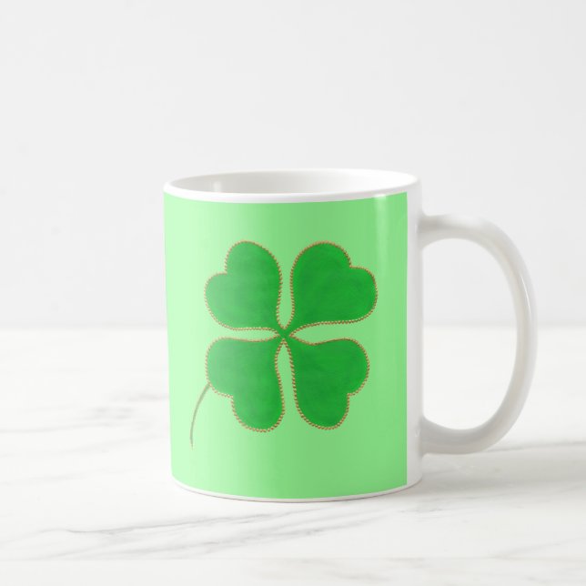 Ljus Grönt Shamrocks Guld Dots Trim, mugg (Höger)