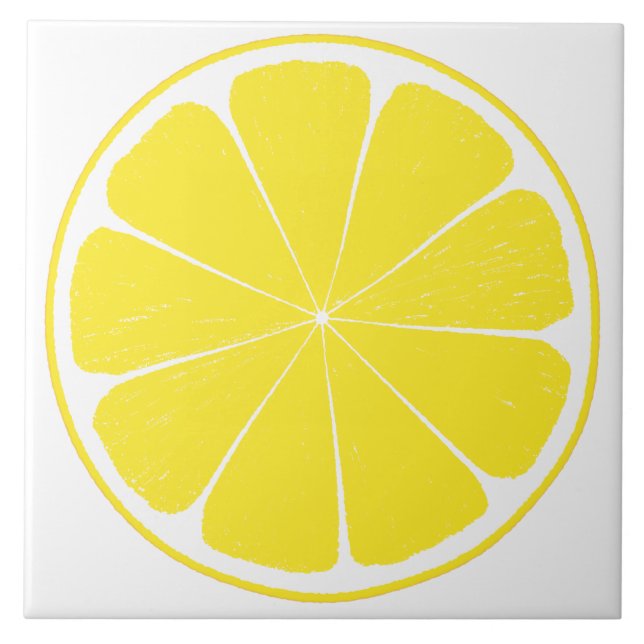 Ljus gul design för citroncitrusfruktskiva kakelplatta (Framsidan)