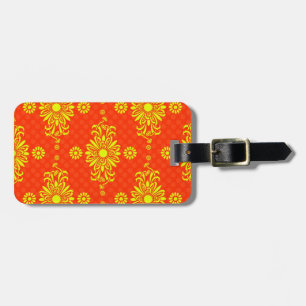 Ljus gul och orange blomsterdesign bagagebricka