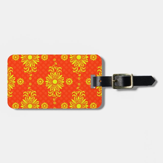 Ljus gul och orange blomsterdesign bagagebricka (Horisontell Framsida)