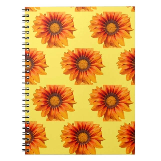 Ljus gul-orange gradient blomma utskuren anteckningsbok (Framsidan)
