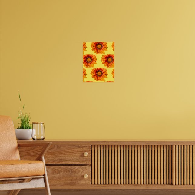 Ljus gul-orange gradient blomma utskuren poster (Vardagsrum 2)