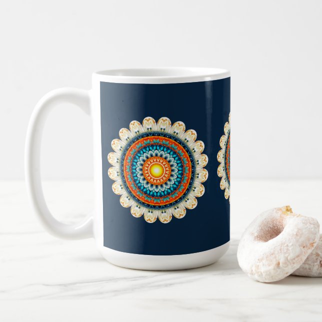 Ljus gul-orange mandala-mugg kaffemugg (Med munk)