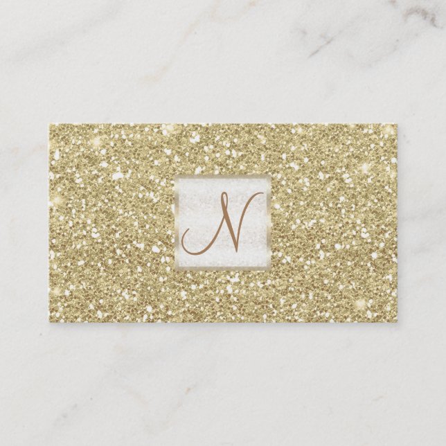 Ljus Guld Glitter Chic Glam Glitzy Salong Spa Visitkort (Framsida)
