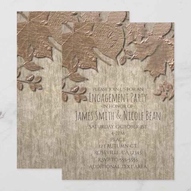 Ljus guld- och vitträd rustika höstinbjudningar inbjudningar (Fram/baksida)