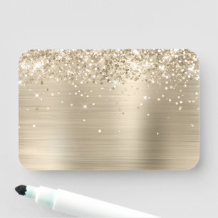 Ljus guldglitter och folieblank namnbricka