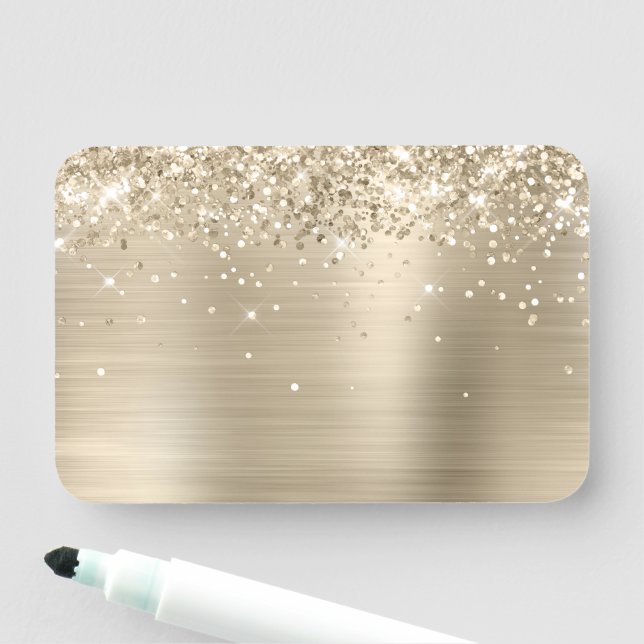 Ljus guldglitter och folieblank namnbricka (På plats)