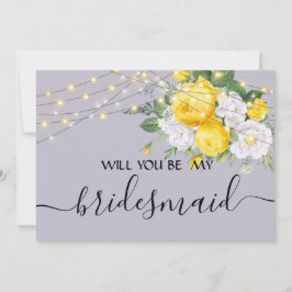 ljus Gult Blommigt kommer att bli min bridesaid Inbjudningar