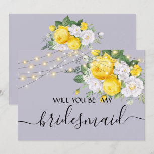 ljus Gult Blommigt kommer att bli min bridesaid Inbjudningar