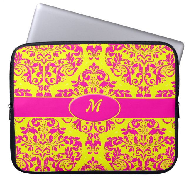 Ljus gult för neon laptop sleeve (Framsidan)