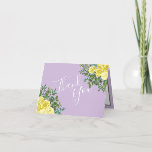 Ljus Gult och Lilac Lila Ro Bröllop Tack Kort