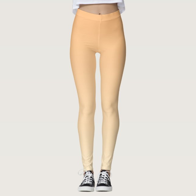 Ljus Gult och Orange Färg-övertoning Leggings (Framsida)