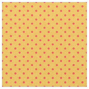 Ljus gult & röd polka dots tyg