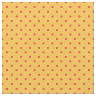 Ljus gult & röd polka dots tyg