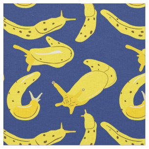 Ljus Gult, Royal Blue Banana Slugs Illustrated Tyg