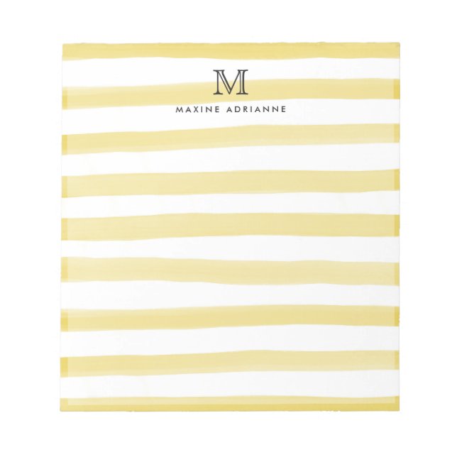 Ljus Gult Watercolor Rand Monogram Anteckningsblock (Framsida)