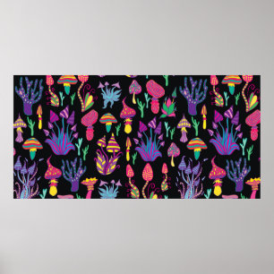 Ljus,hallucinogen,dekorativ,fantastisk mushroo poster