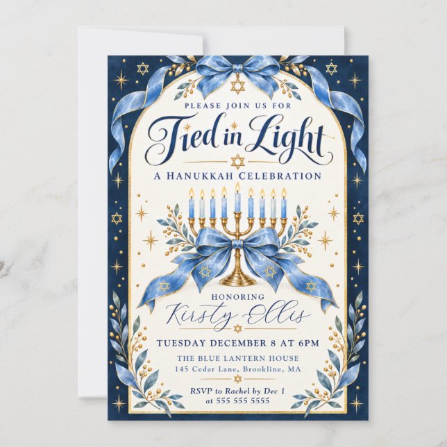 Ljus Hanukkah-firande Inbjudningar (Framsida)