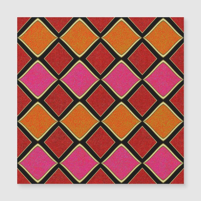 Ljus Harlekin-diamantmönster i rött, orange,  (Framsida)