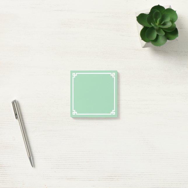 Ljus havsgrön och vit grekisk nyckelkant post-it block (Kontor)