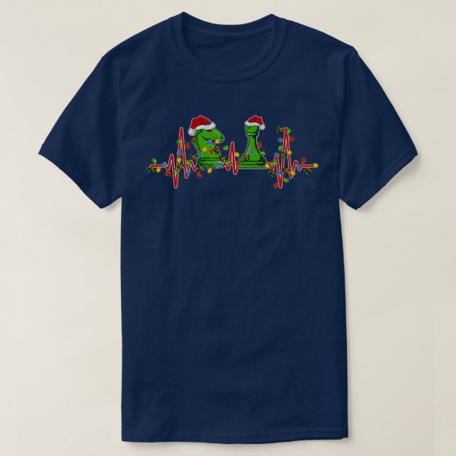 Ljus Heartslag schess Chess Game Älskare Julafton T Shirt (Design framsida)