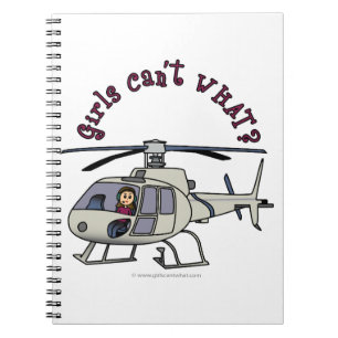 Ljus Helikopter Pilot Flicka Anteckningsbok