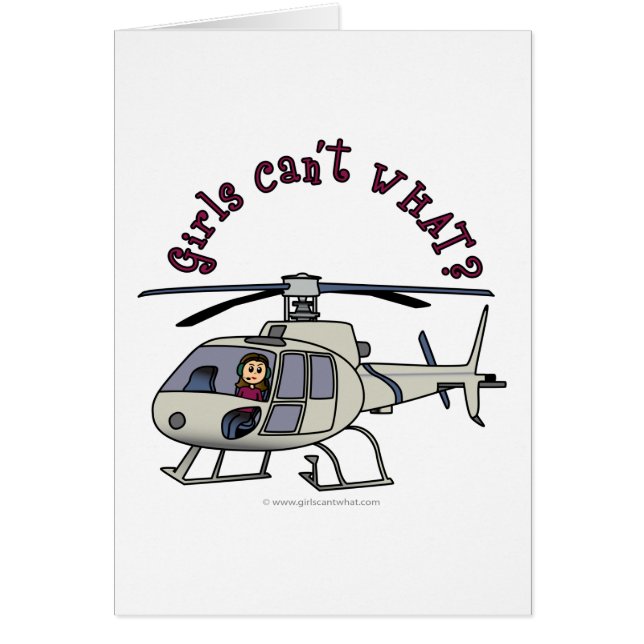 Ljus Helikopter Pilot Flicka Hälsningskort (Framsidan)