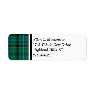 Ljus Henderson klan - grön skotsk Tartan Returadress Etikett