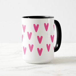 Ljus hett rosa hjärtmönster trendig tjejig present mugg