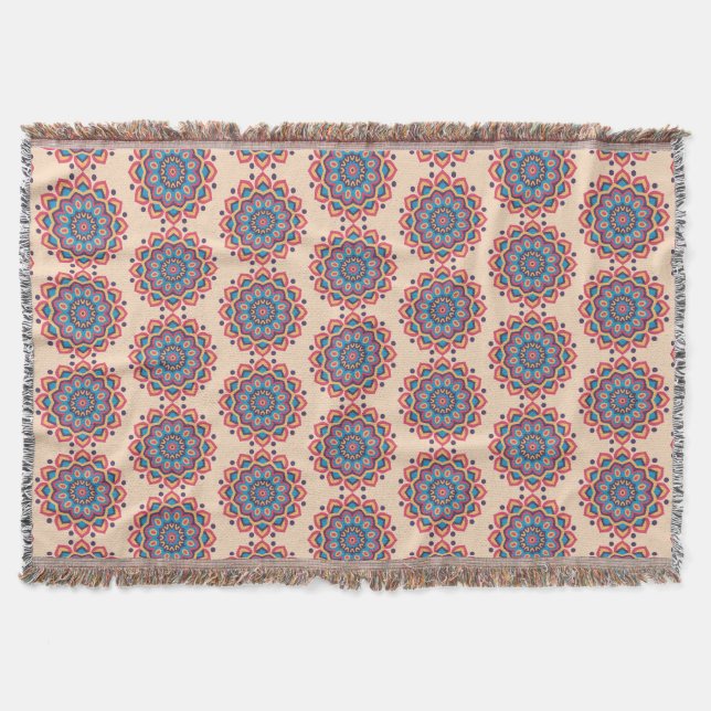 Ljus Hexcolor Mandala Filt (Framsidan)