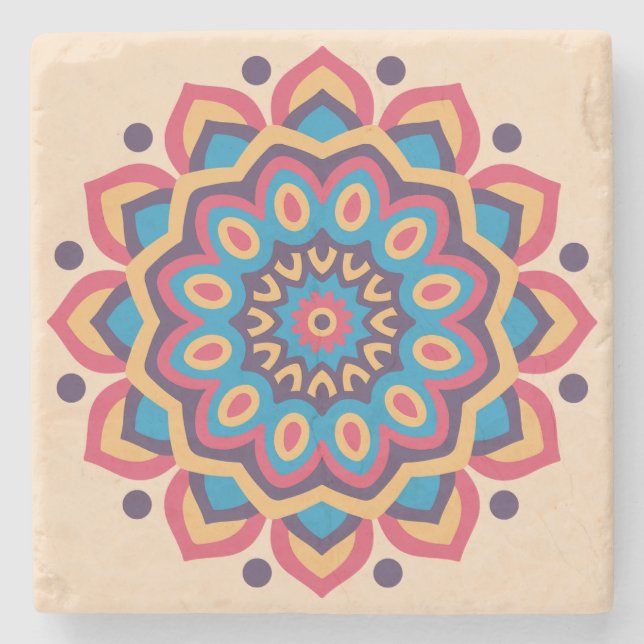 Ljus Hexcolor Mandala Stenunderlägg (Framsidan)