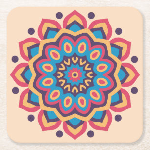Ljus Hexcolor Mandala Underlägg Papper Kvadrat