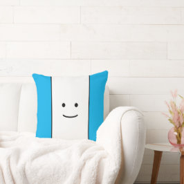 Ljus Himlar Blue White Rand Little Smile Ansikte Kudde