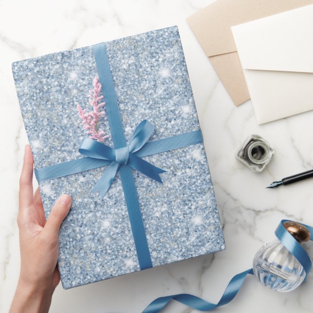 Ljus himmelblå glitter födelsedag presentpapper (Gifting)
