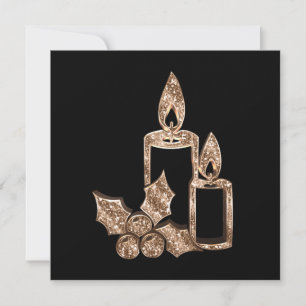 Ljus Holly Modern Svart och Guld Jul Julkort