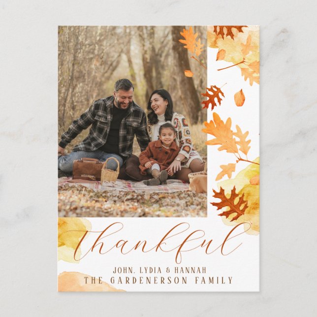 Ljus höstlöv Tacksam bild   Vykort (Framsida)