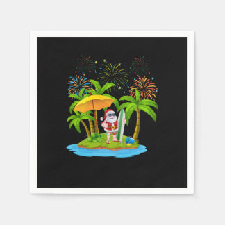 Ljus i den tropiska Handflatan-Träd-julen Pappersservett