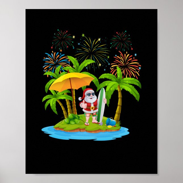 Ljus i den tropiska Handflatan-Träd-julen Poster (Framsidan)