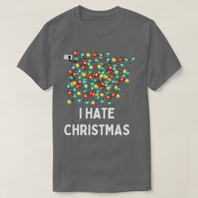 Ljus I Hate Jul Funny Xm T Shirt (Design framsida)